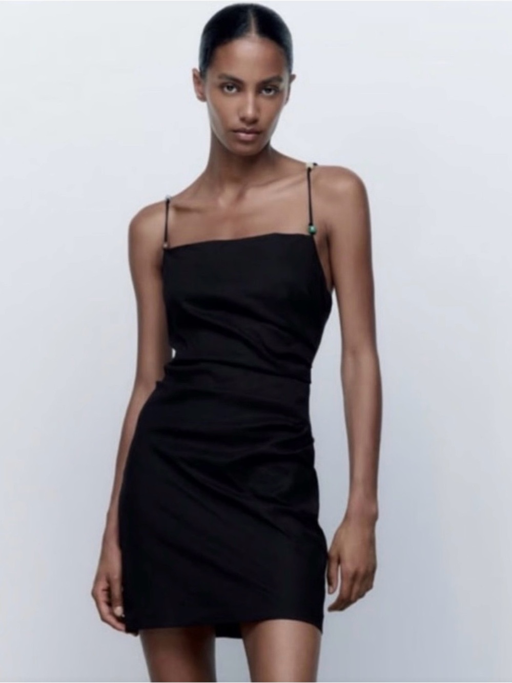 Zara Black Square-Neck Mini Dress